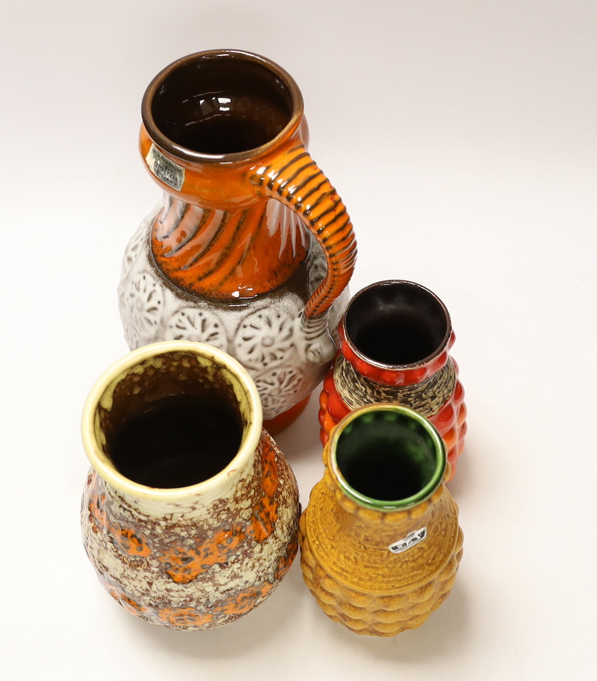 Four West German pottery vases including Carstens and Bay, tallest 26cm